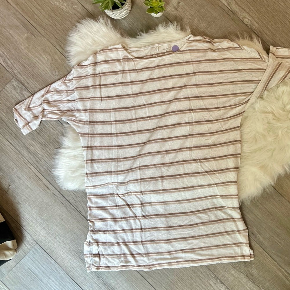 GARNET HILL | Striped Knit lightweight Sheer Dress + Under Slip Dress (L)
